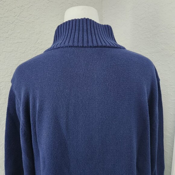 Lauren Ralph Lauren Navy 1/4 Zip Long Sleeve Sweater with Crest Women's Size L - Picture 5 of 14